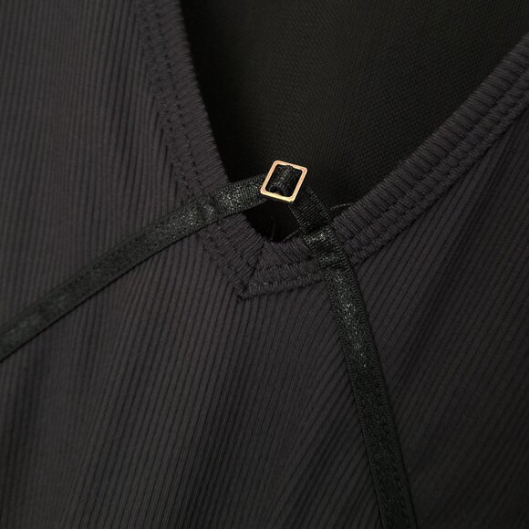 Free People Intimately Victoria Plunge V Neck Bodysuit S Long Sleeves Stretchy - Picture 7 of 15